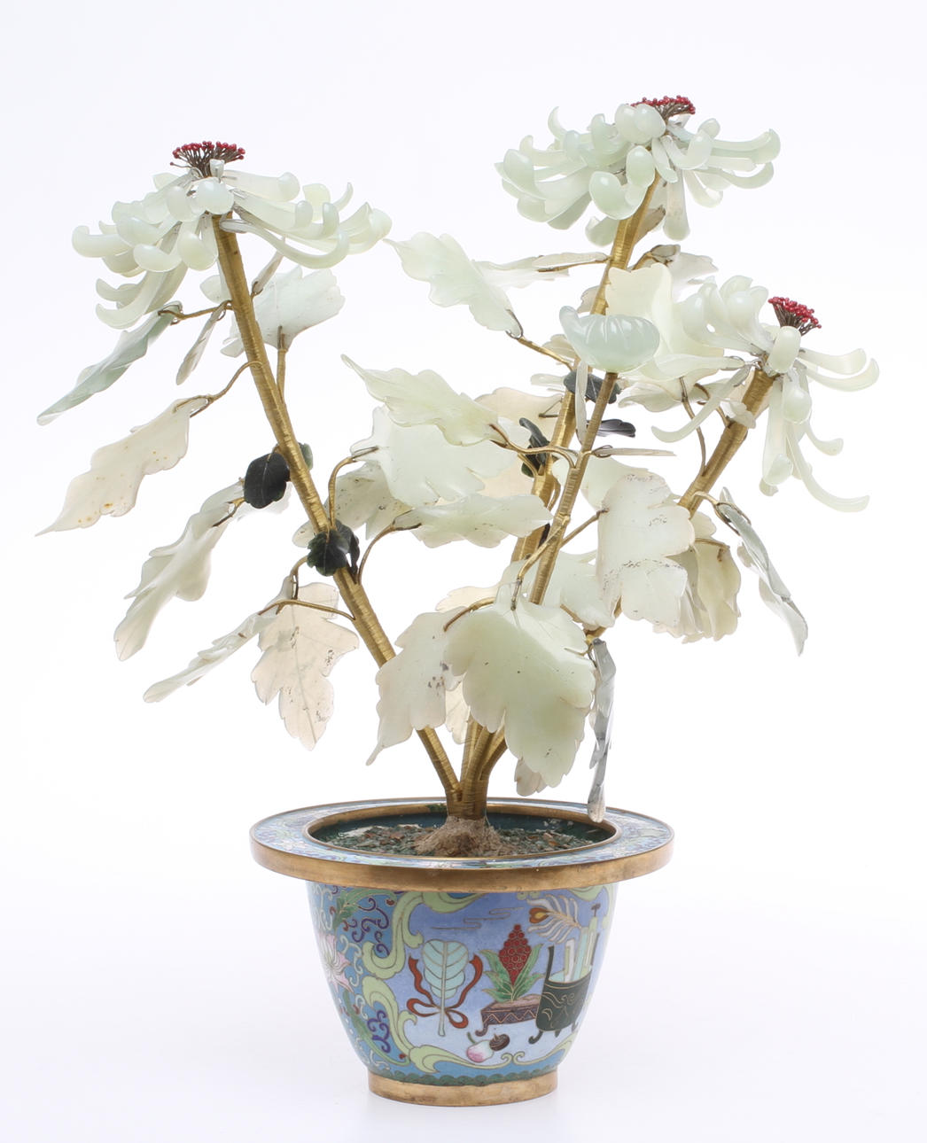 PRYDNADSTRÄD, med vas i cloisonné, Kina.