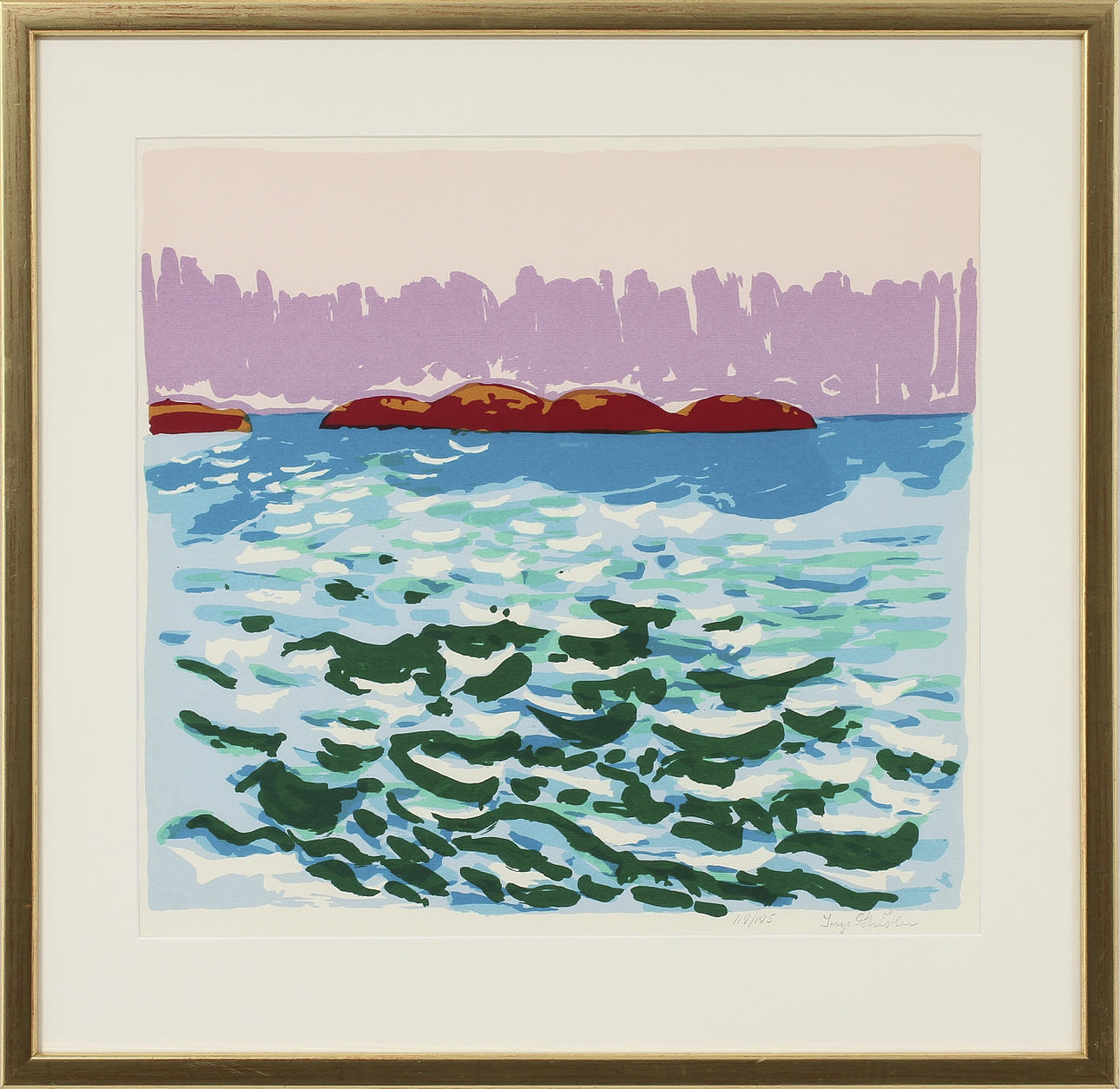 INGE SCHIÖLER. Färglitografi, signerad och numrerad 119/195.