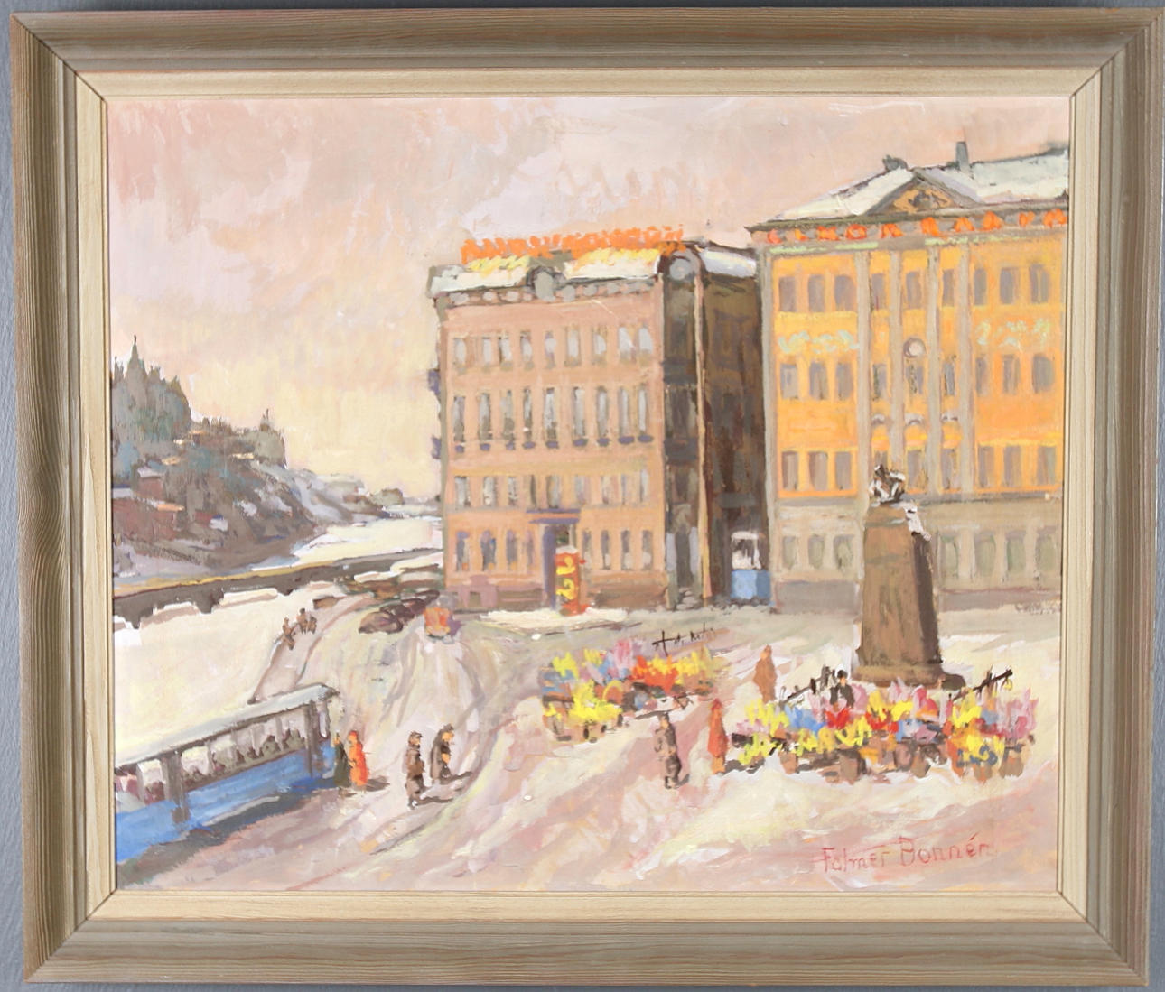 FOLMER BONNEN. Olja på pannå, signerad, 1900-tal.