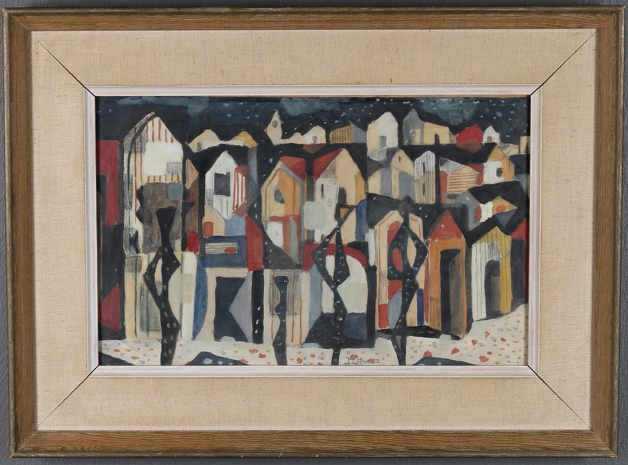 J LÈTON. Gouache, signerad och daterad -52.