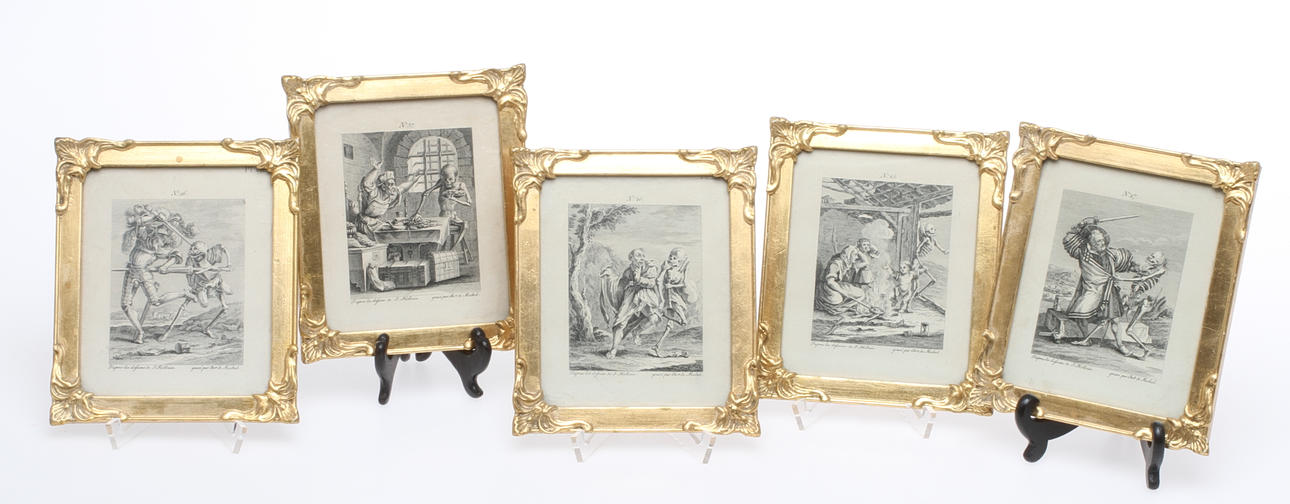 CHRISTIAN DE MECHLER. EFTER. 5 st, grafiska blad, alleogier över döden, senare avdrag.