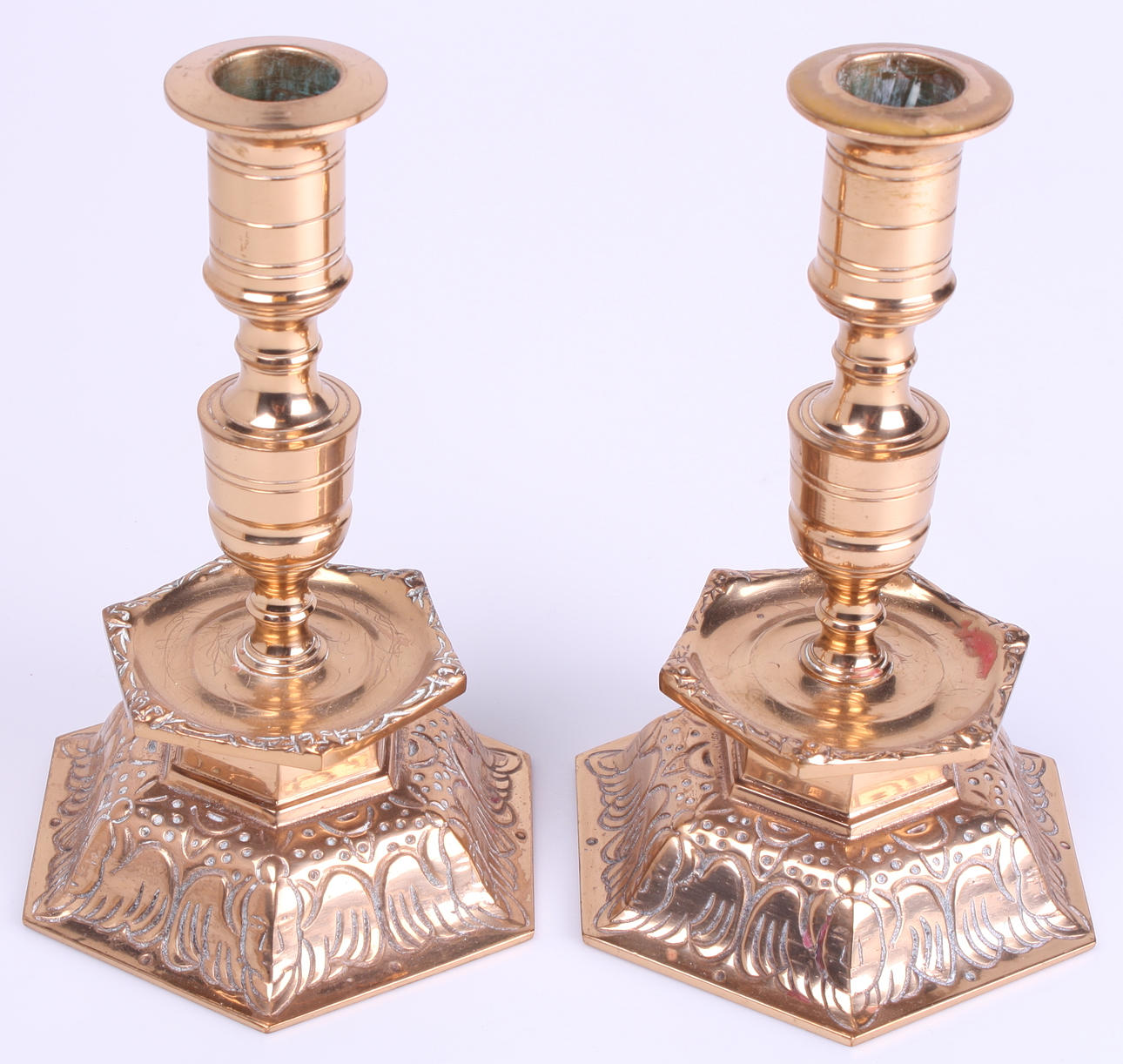 LJUSSTAKAR, ett par, mässing, barockstil, Ystad Metall, 1900-tal.