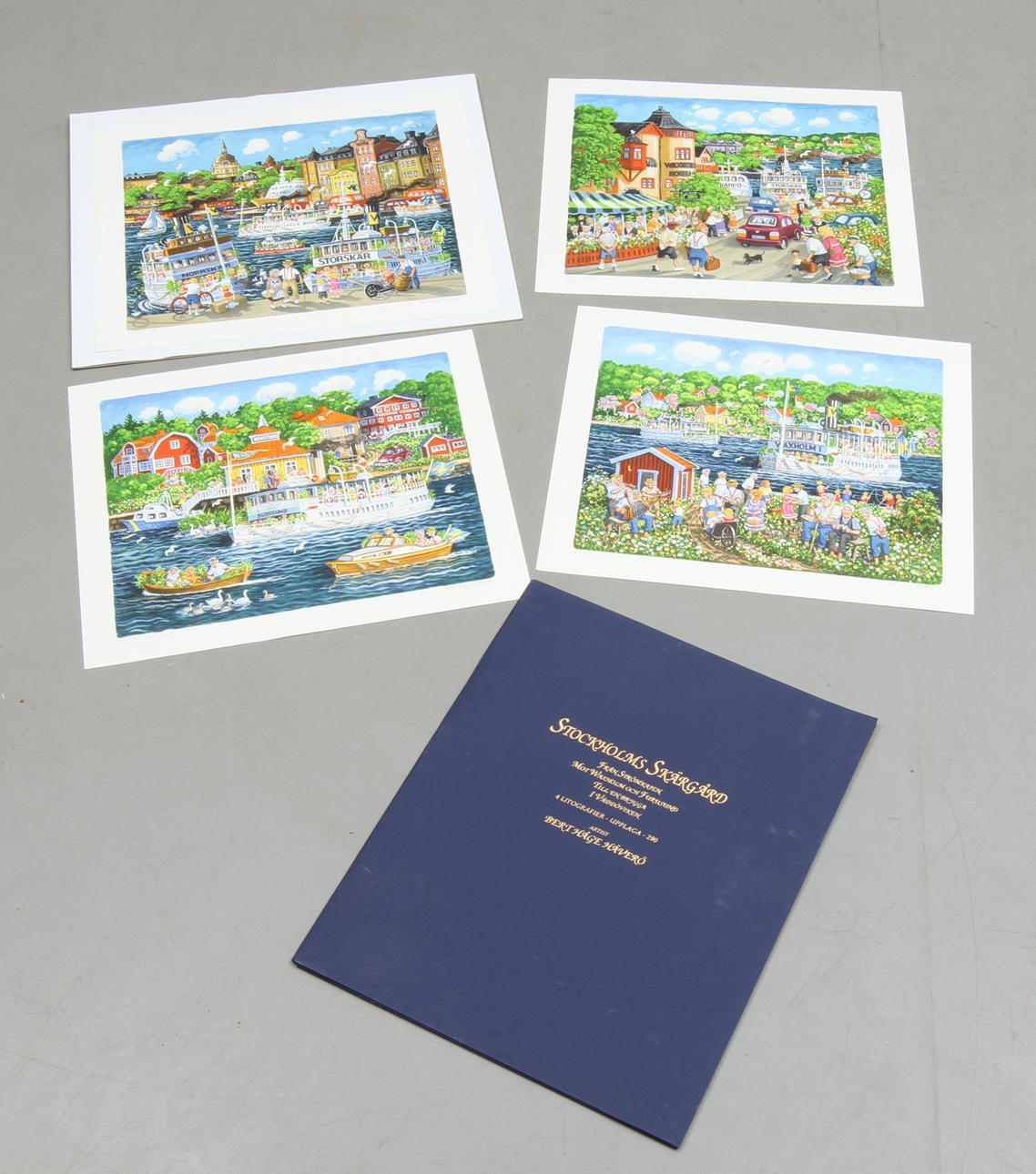 BERT HÅGE HÄVERÖ. Färglitografier, 4st, mapp, signerade och numrerade 173/290.