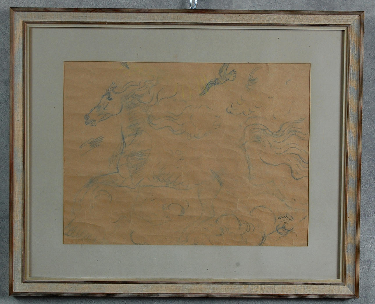 ACKE ÅSLUND. 1881-1958, teckning, signerad, daterad -41.