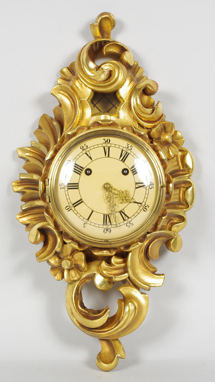 VÄGGPENDYL, förgylld, rokokostil.