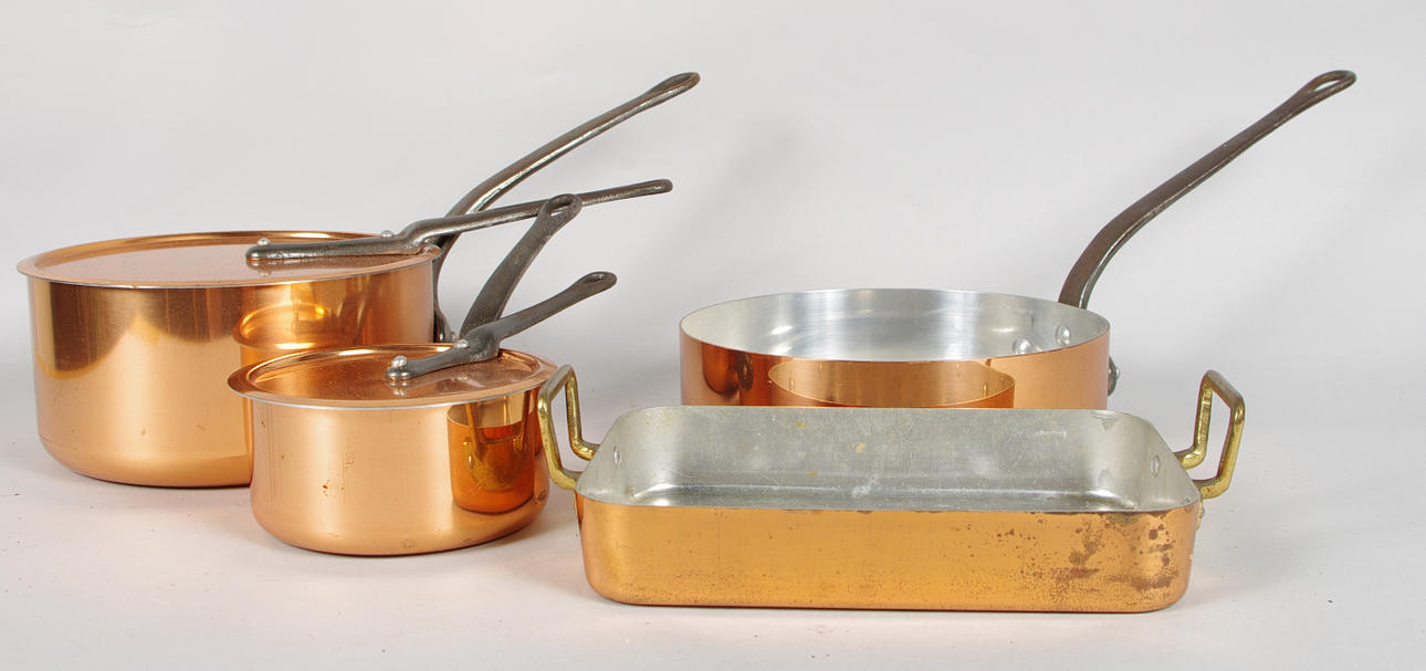 TRAKTÖRPANNOR, 4 stycken, koppar, Gourmet Club, Frankrike.