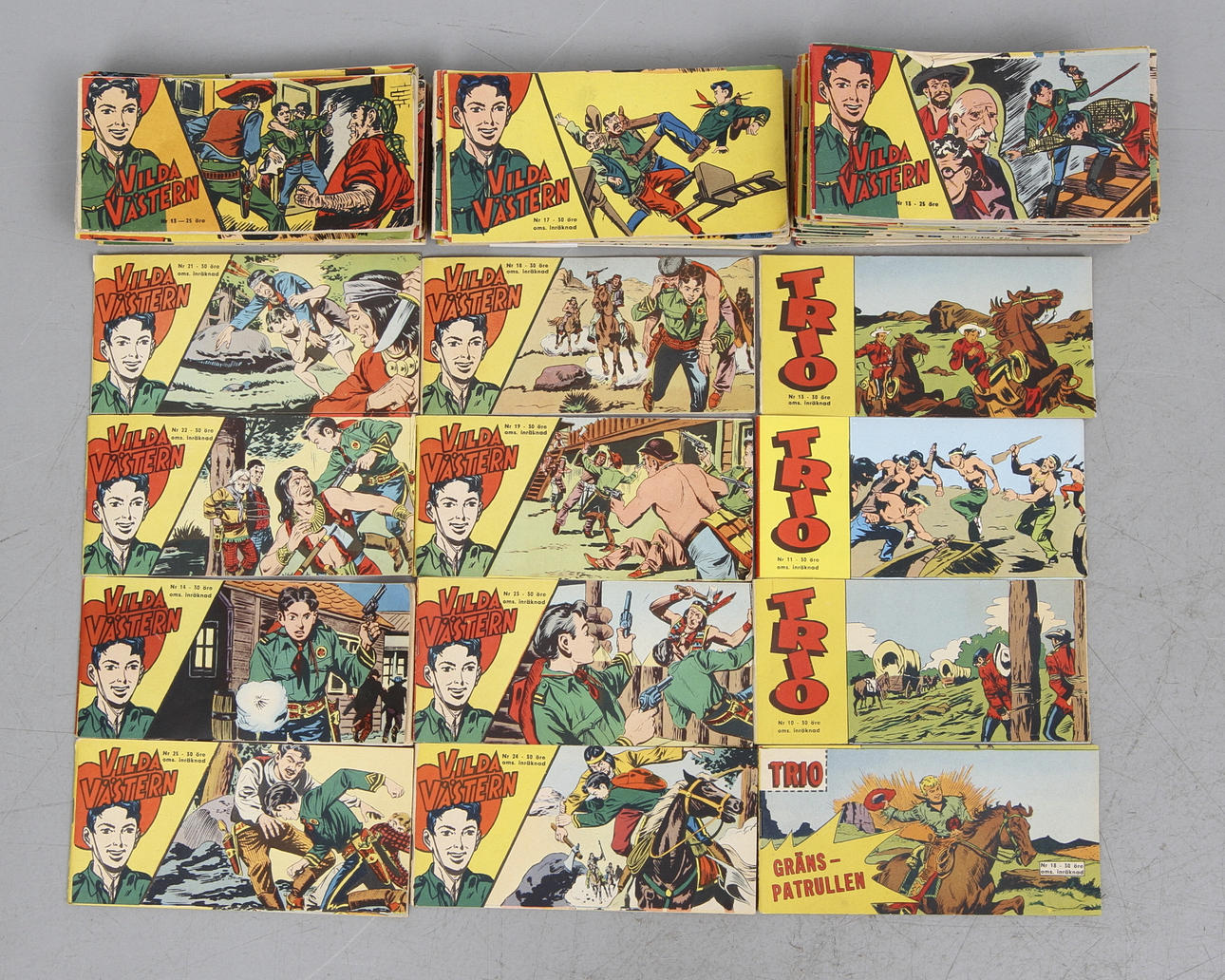 TIDNINGAR, ca 55 st, vilda västern, Bronco samt Trio.