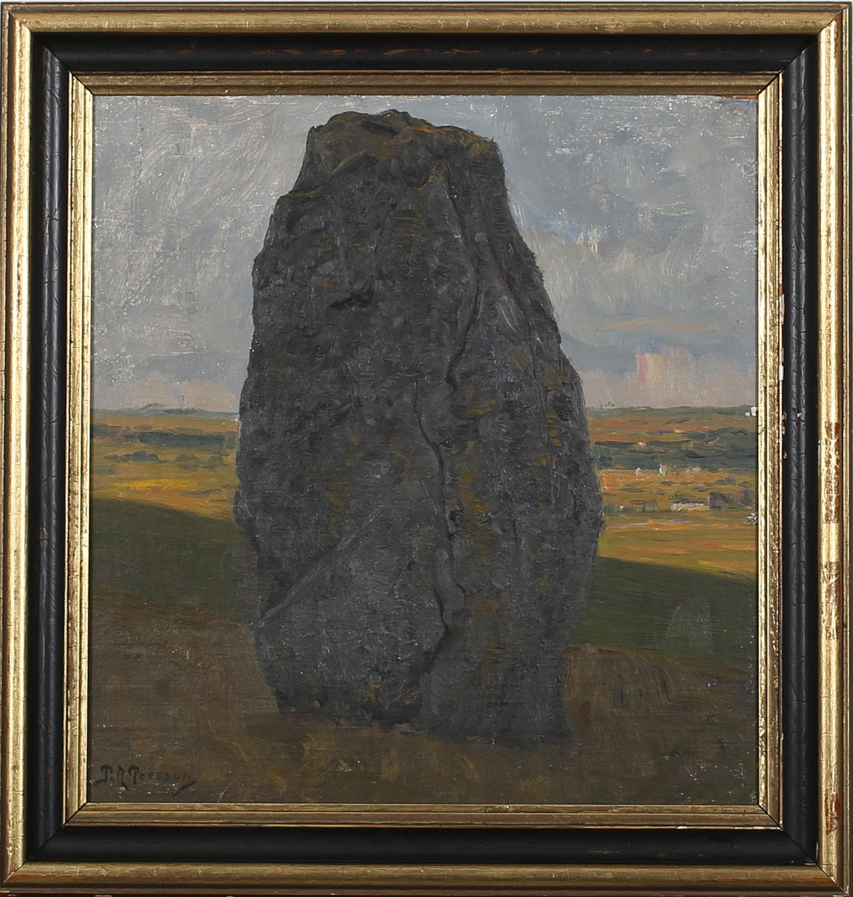 PETER ADOLF PERSSON. Bautasten. Olja på pnanå. Signerad P A Persson.