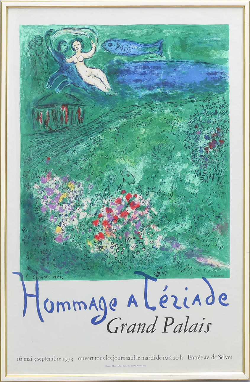 MARC CHAGALL, litografisk utställningsaffisch.