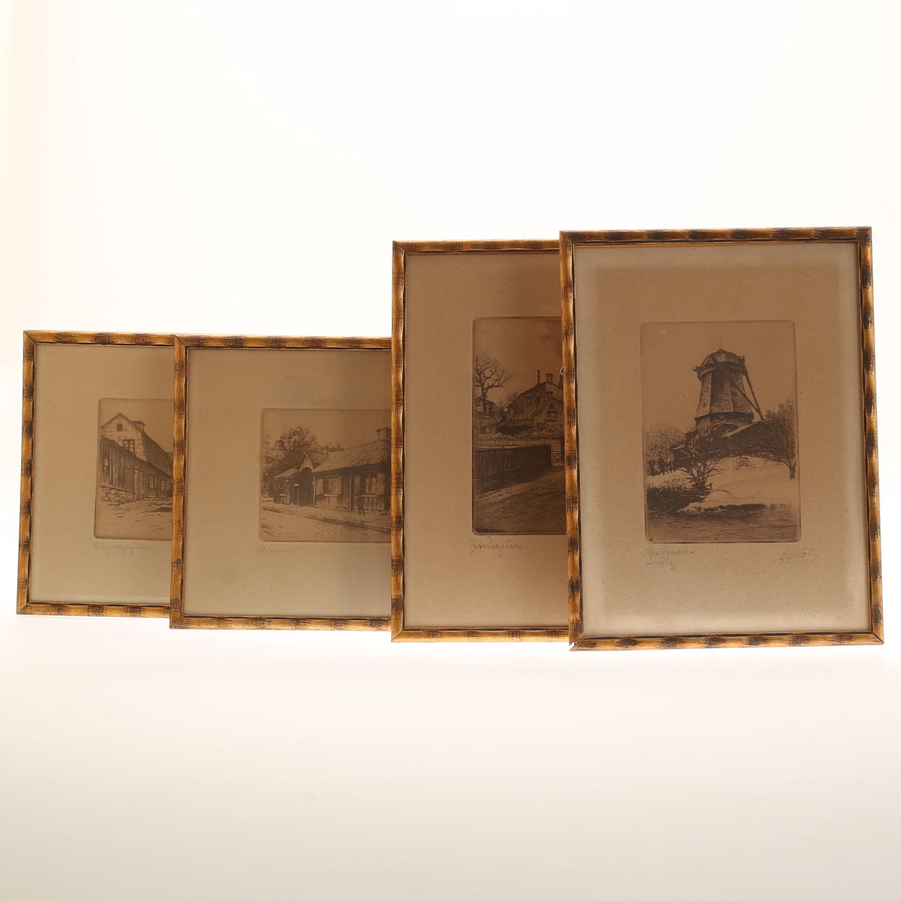 ERIK EKROTH. Etsningar, 4 stycken, signerade.