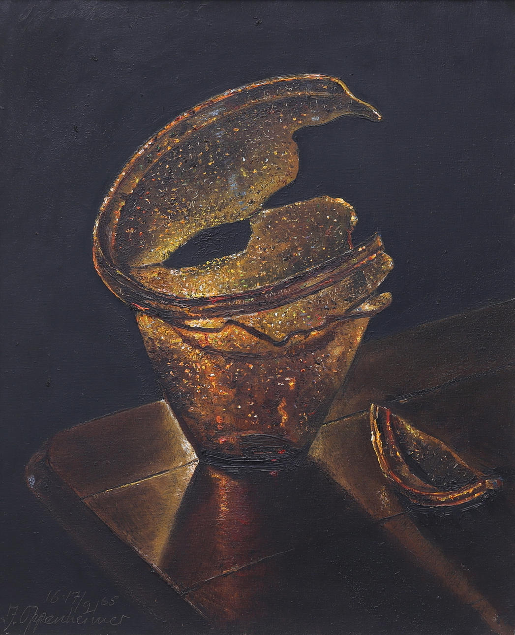 JOHNNY OPPENHEIMER. Broken pot, oil on canvas, signed, dated-65.