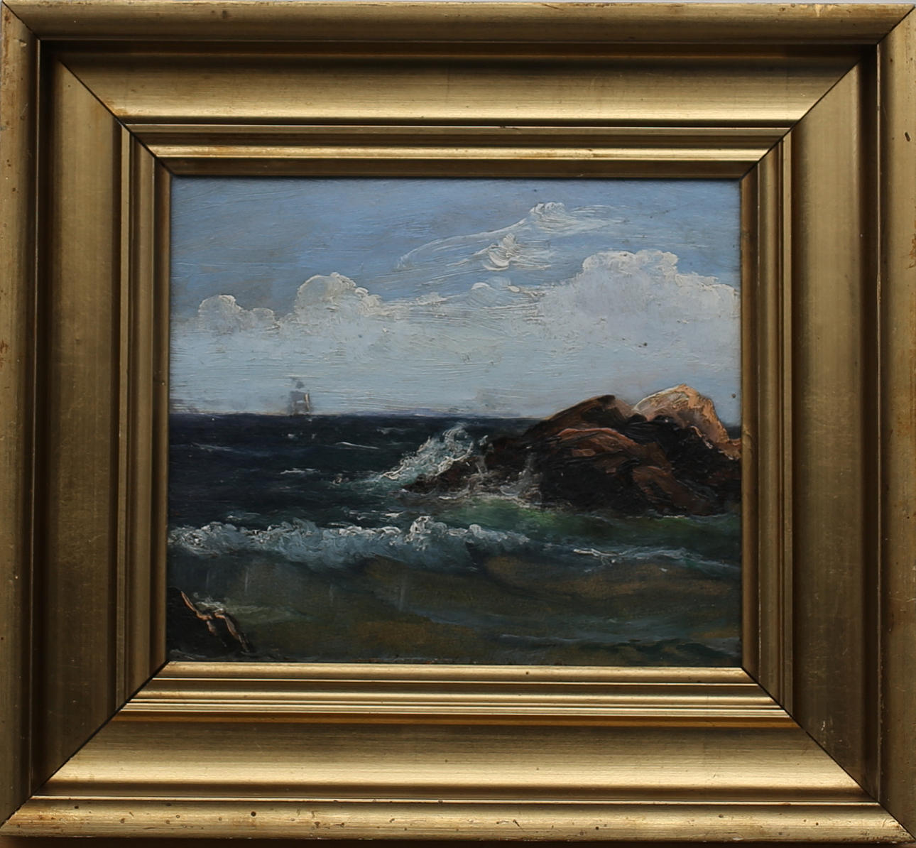 CARL LOCHER (1851-1915). Kustbild. Olja på pannå. Osignerad.