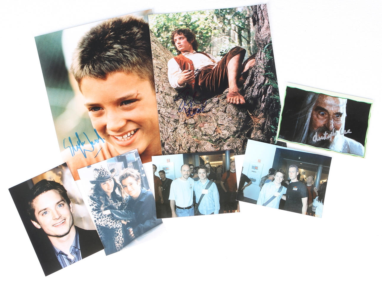 AUTOGRAFER, Eliah Wood och Crhistopher Lee, samt osignerad idolbilder.