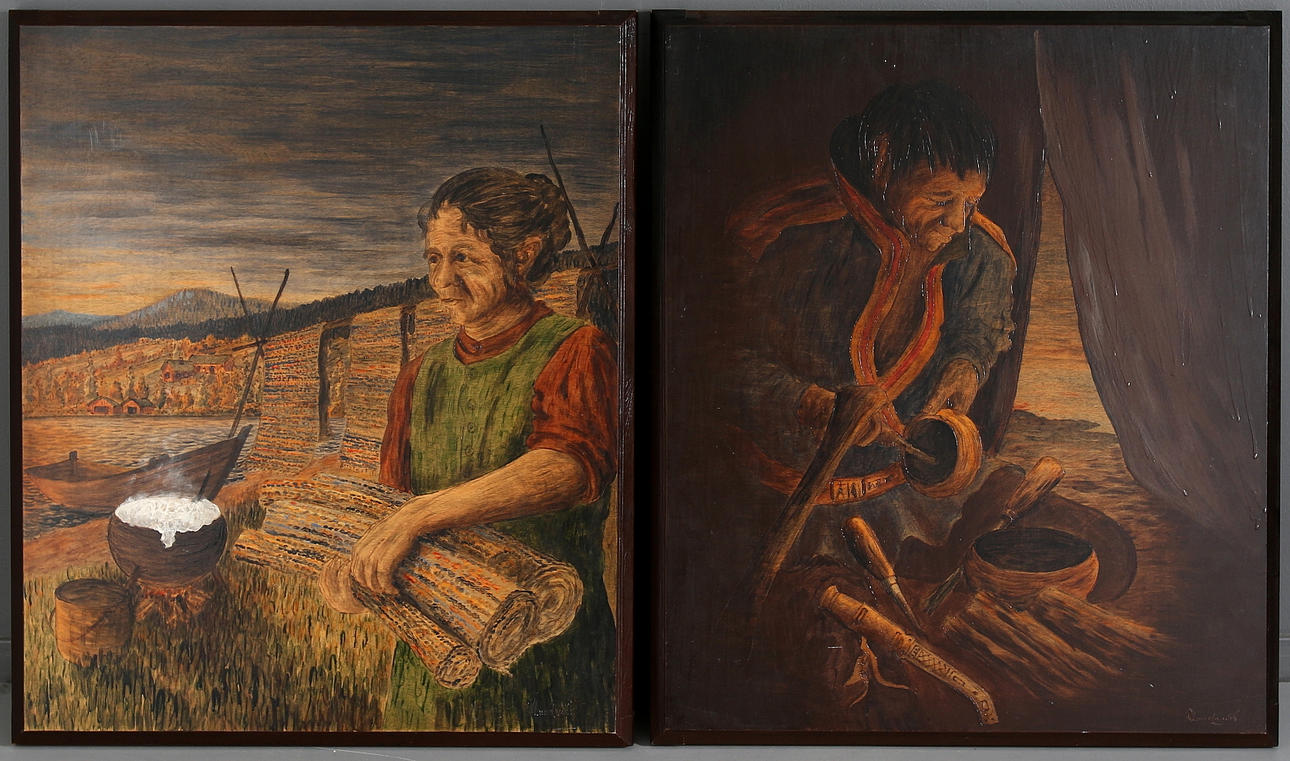 ROLF LUNDQVIST. 2 st, blandteknik på träpanel, signerad. 1900-talets andra halva.