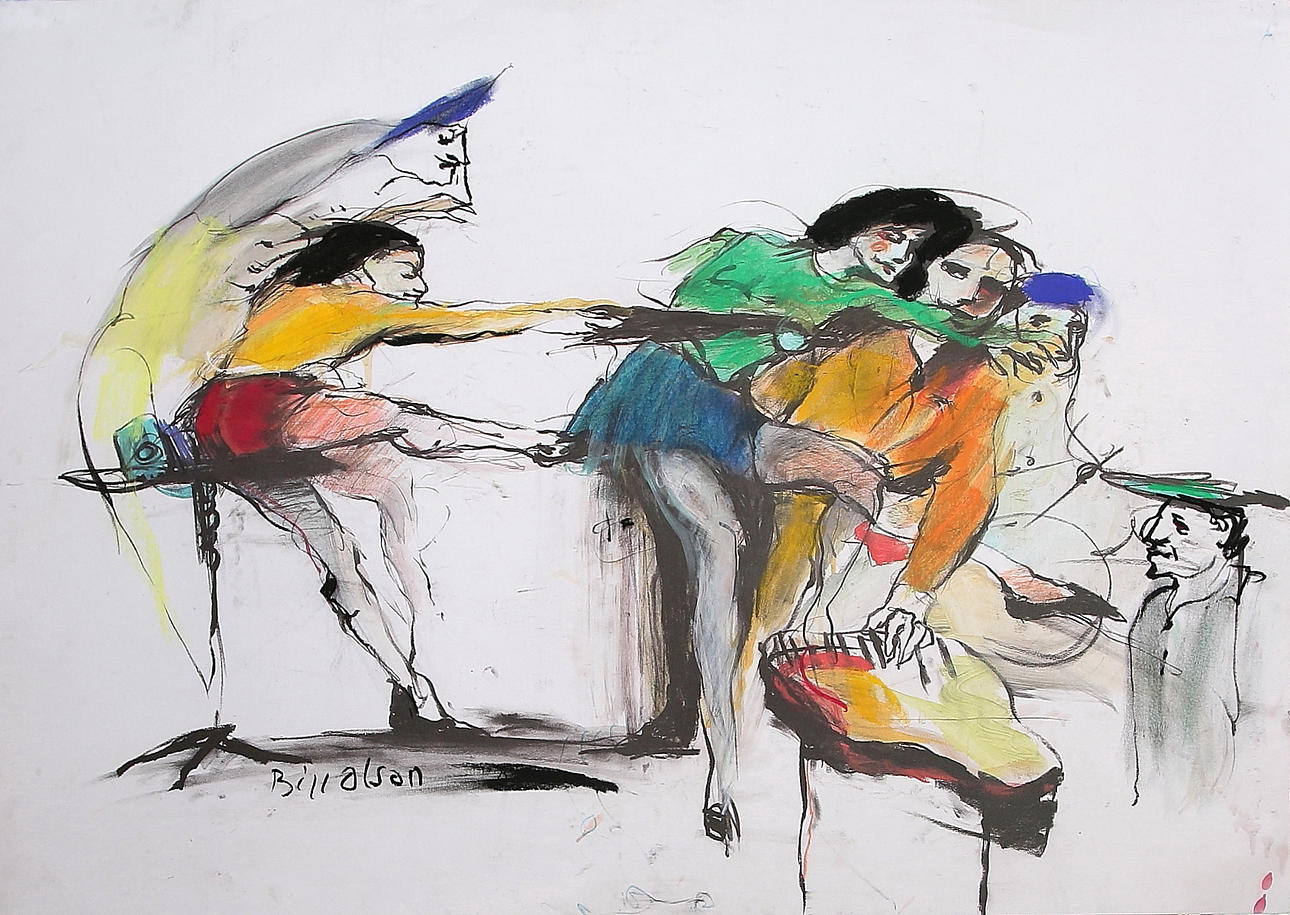 BILL OLSON. Blandteknik på papper, signerad.