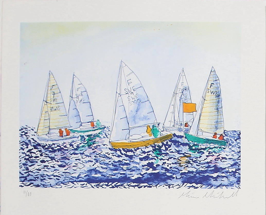 MÅNS HEIDVALL. Färglitografier, 4 st, "Regatta", signerade och numrerad 11/80.