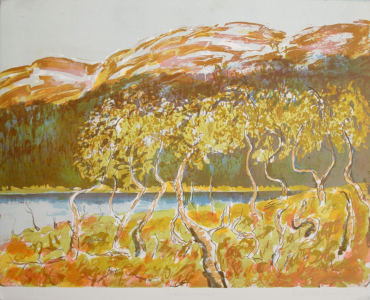 BATTE SAHLIN. 4 st, färglitografi, signerade och numrerade.