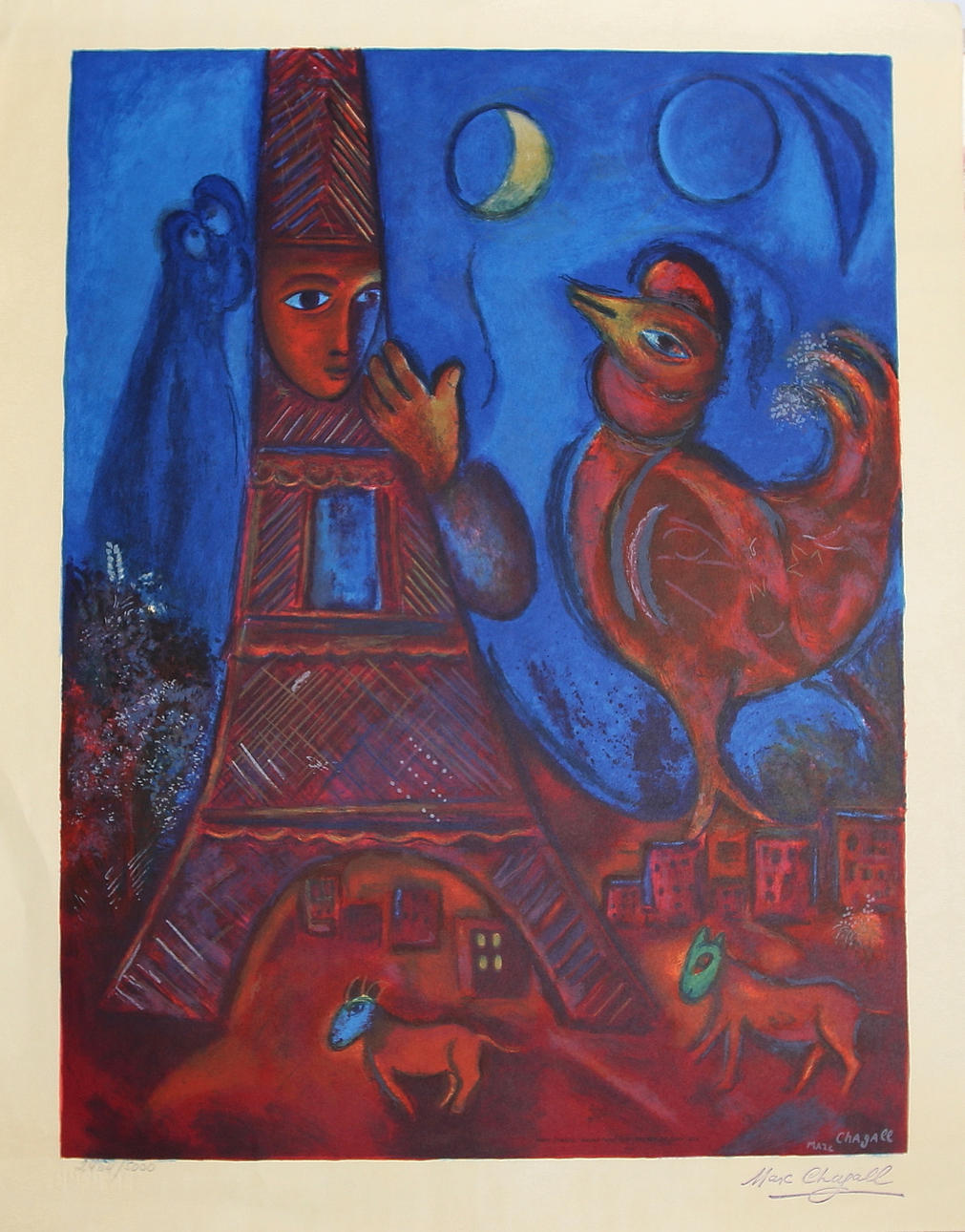 MARC CHAGALL. EFTER. färglitografi, stämplad signatur, Mourlot av Sorlier, Paris, numrerad 2464/5000.