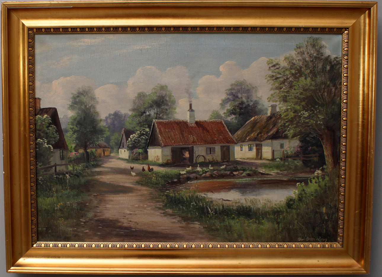 OKÄND KONSTNÄR, olja på duk, signerad Chr. Bennedsang.