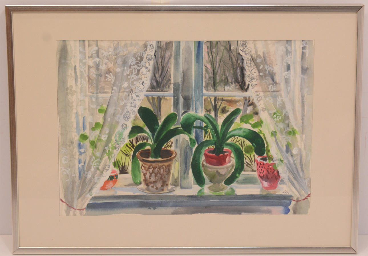 EVY LÅÅS. The room window. Watercolor.