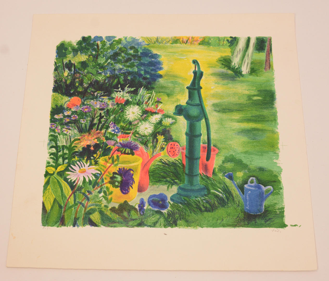 EVY LÅÅS. The water pump. Lithograph.