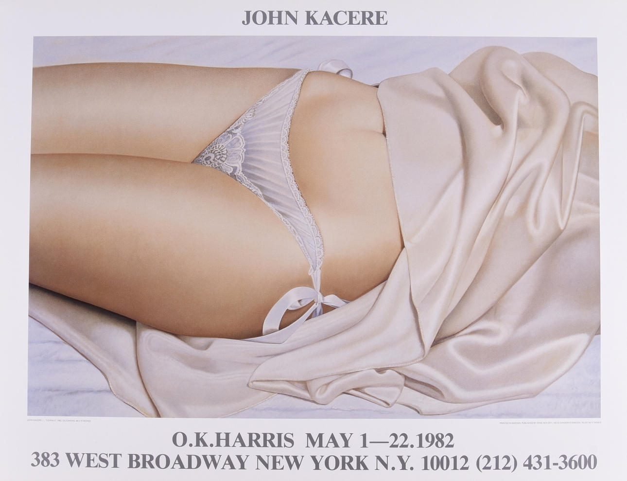 JOHN KACERE. Exhibition poster, offset printing, OK Harris, 1982.