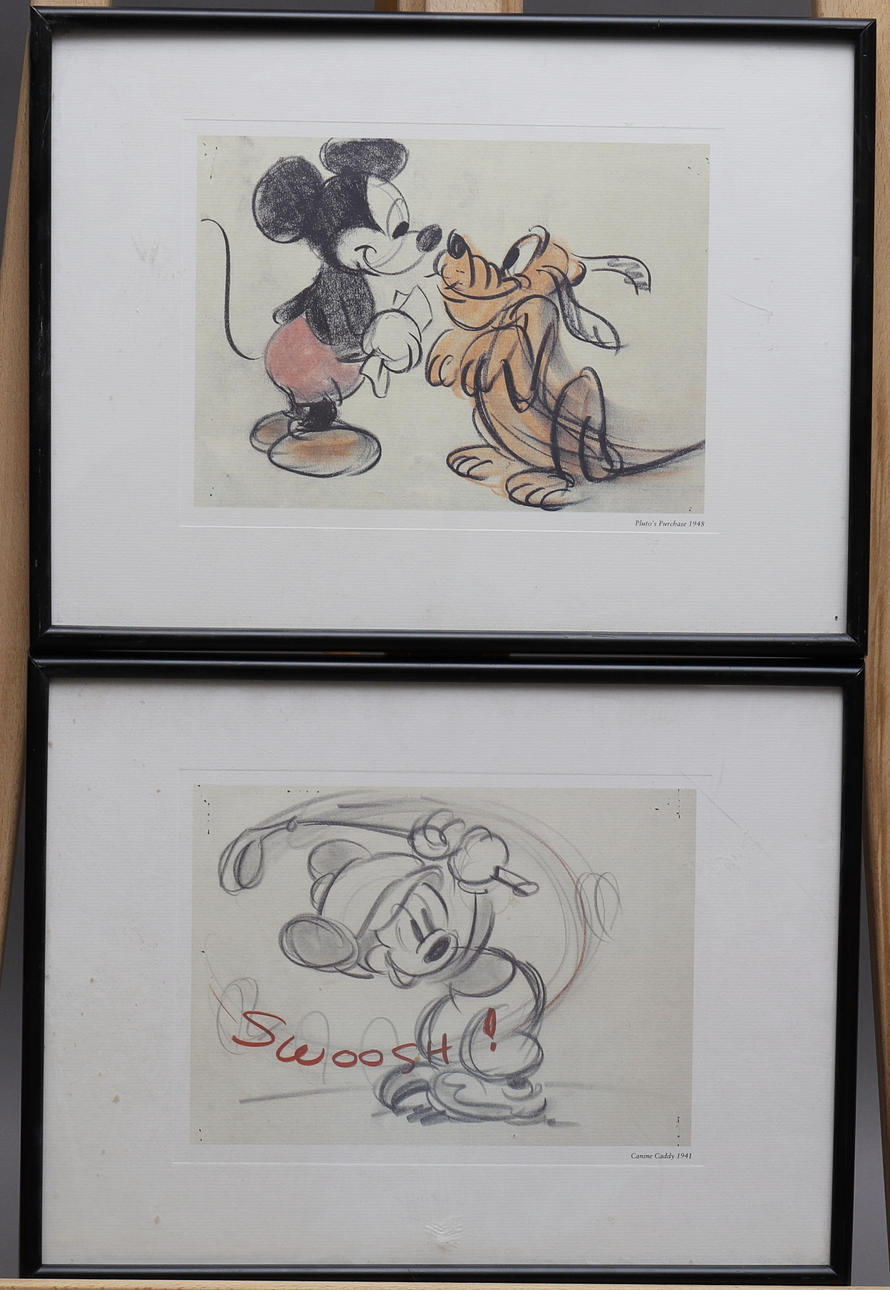IMPRESIÓN, 2 piezas, Disney, ''Canine Caddy'' y ''La compra de Pluto''.