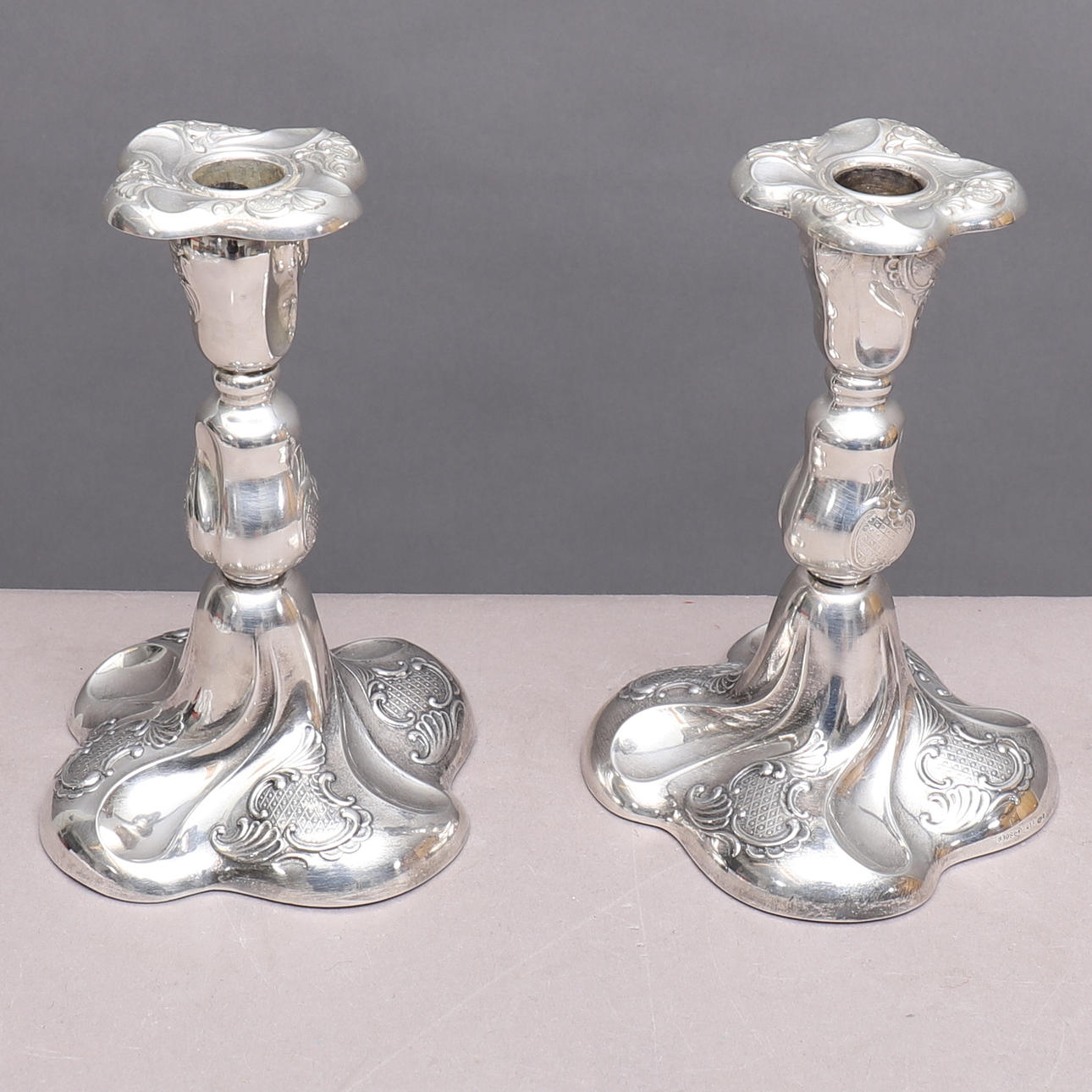 LJUSSTAKAR, silver, nyrokoko, 830S, importstämpel.