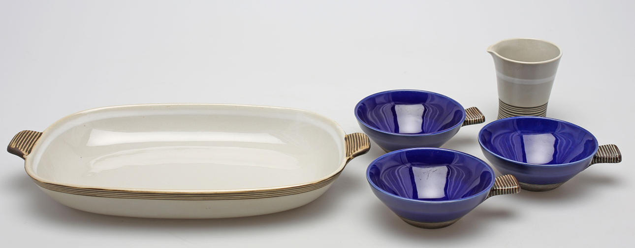 SERVISDELAR, 5 delar, stengods, Carl-Harry Stålhane, Rörstrand, 1950-tal.