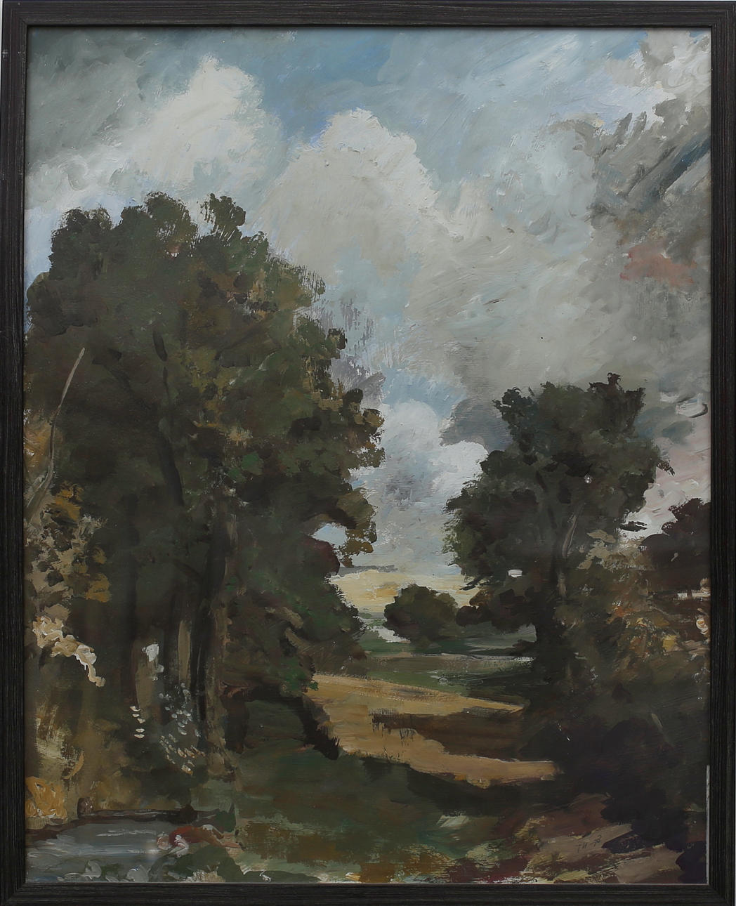 THOMAS HOLM. Landskap. Akryl på papp. Signerad T H och daterad 98.