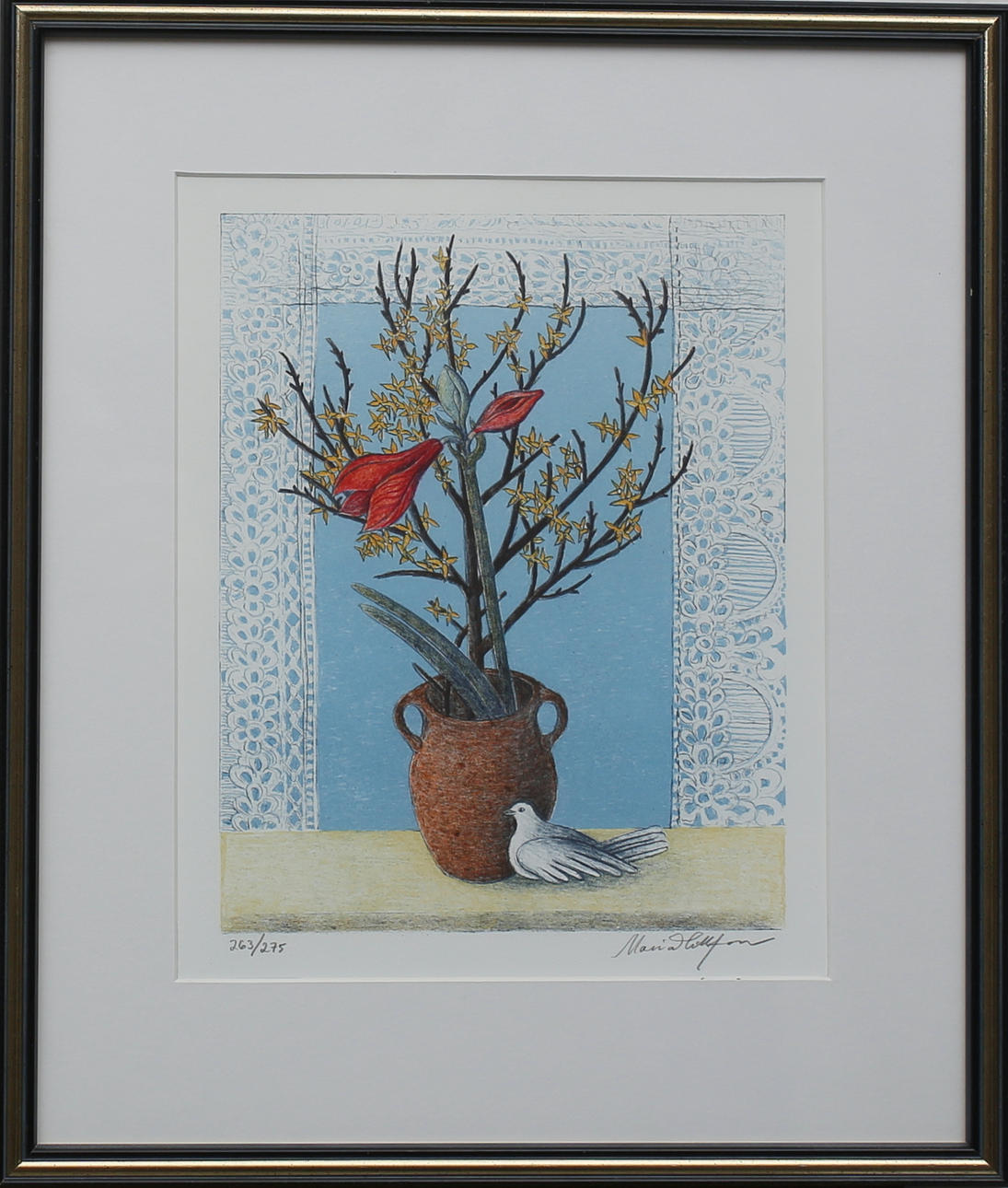 MARIA HILLFON. Stilleben. Färgserigrafi. Signerad. 263/275.