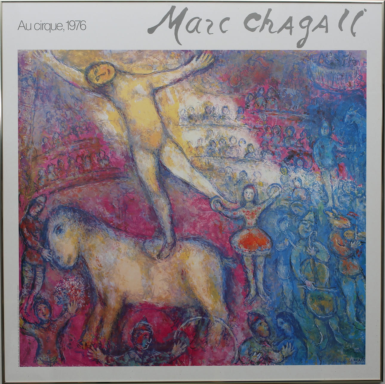 AFFISCH, Marc Chagall. Au cirque, 1976. Offsettryck. Signerad Marc Chargall i trycket.