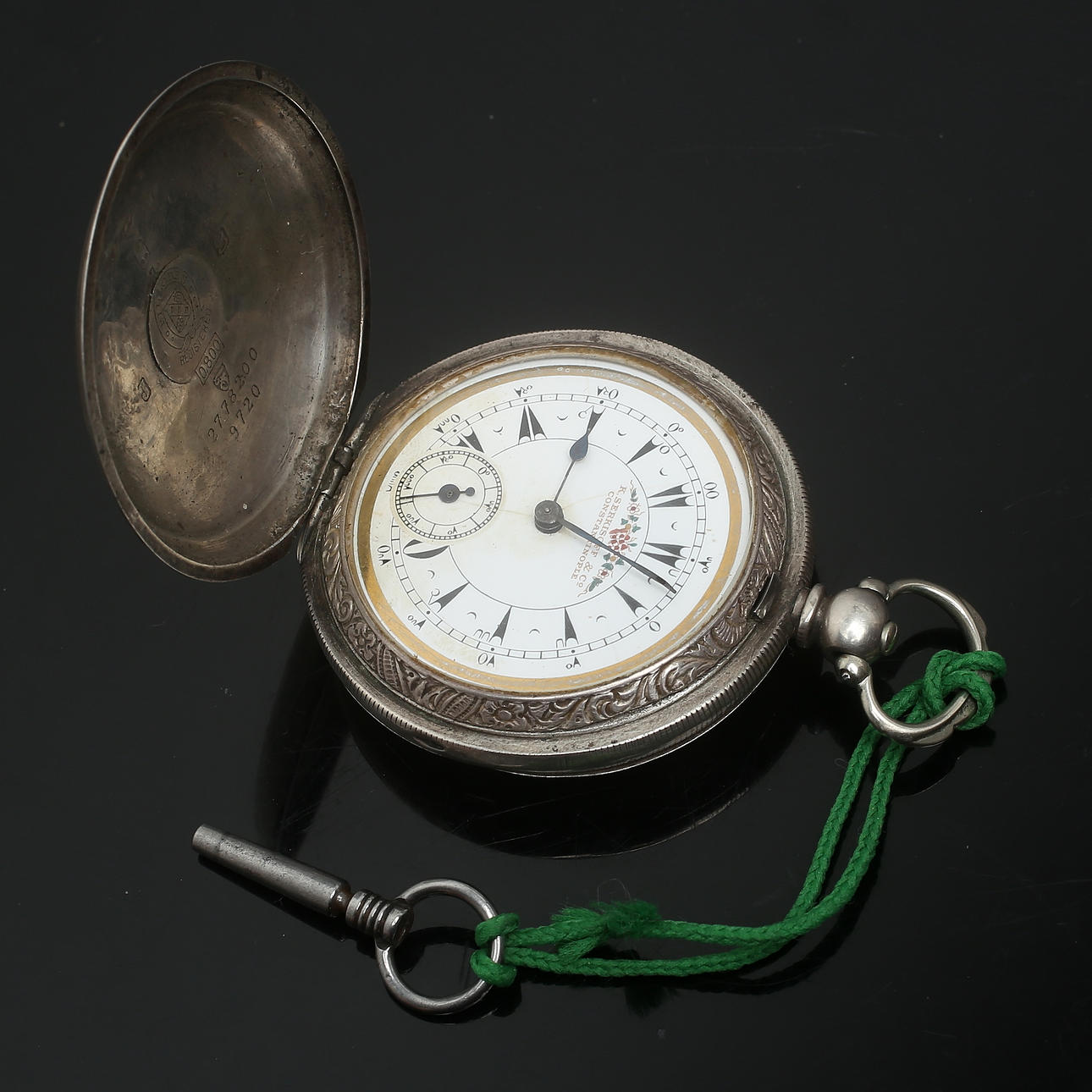 BILLODES, "K.Serkisoff & Co, Constantinople", pocket watch, anchor, key pull, silver case, late 19th century.
