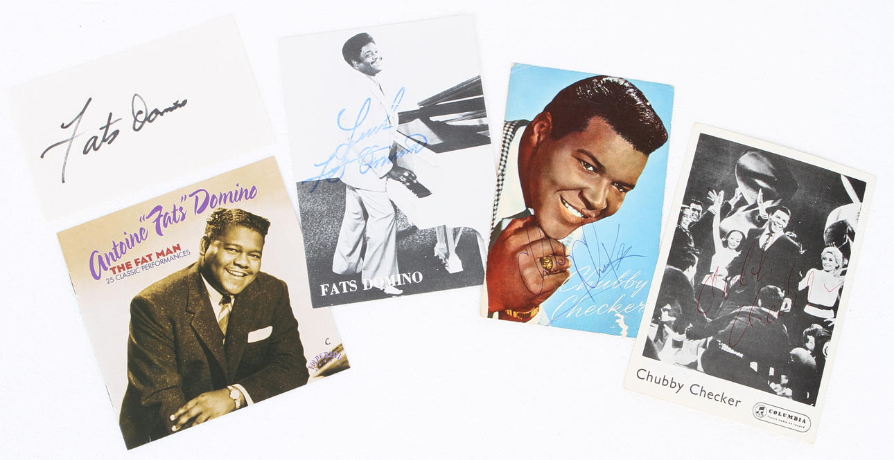 AUTOGRAFER, 4 st, Chubby Checker, Fats Domino.