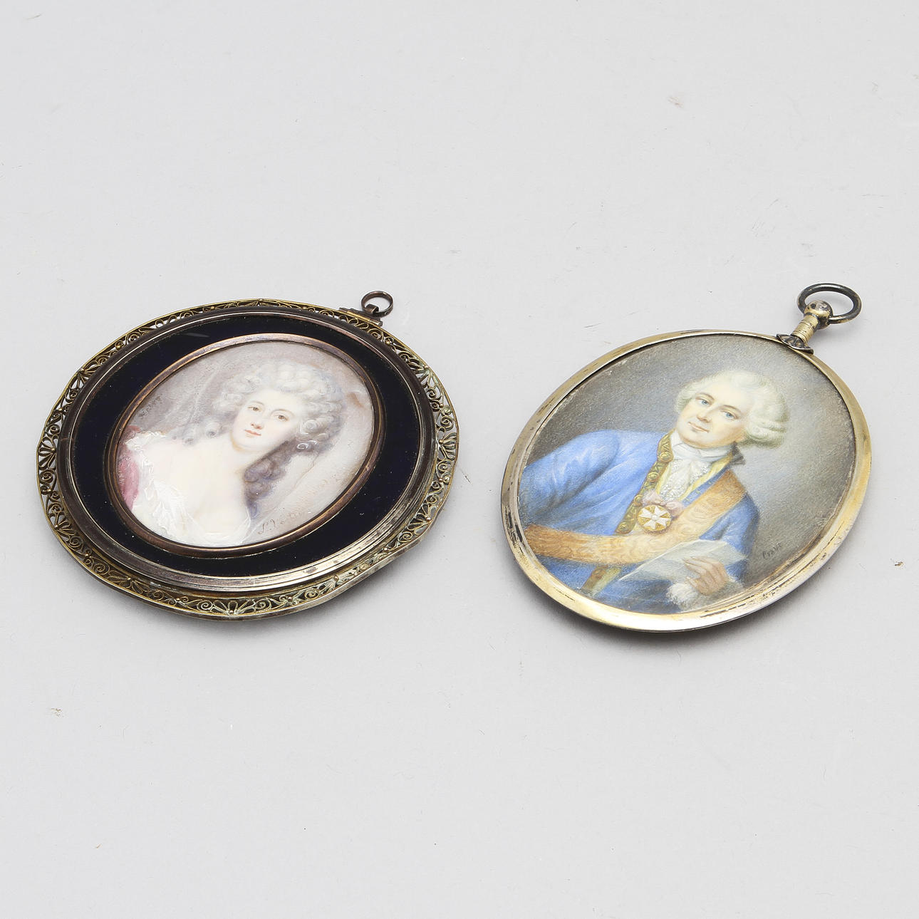 MINIATYRMÅLNINGAR, 2 st, otydligt sign, 1800-tal.