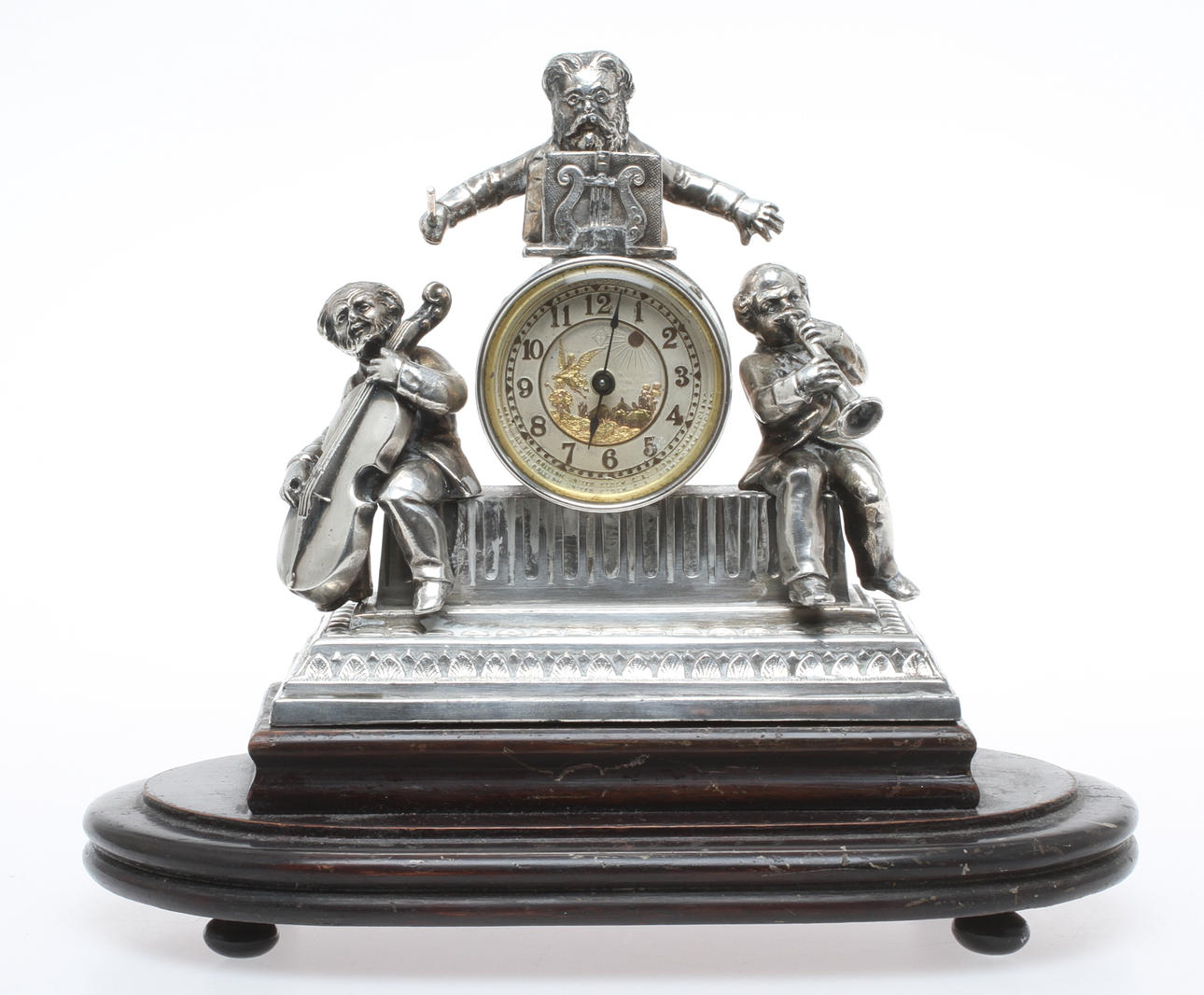BORDSKLOCKA, vitmetall, British United Clock Company Birmingham, 1900-tal.