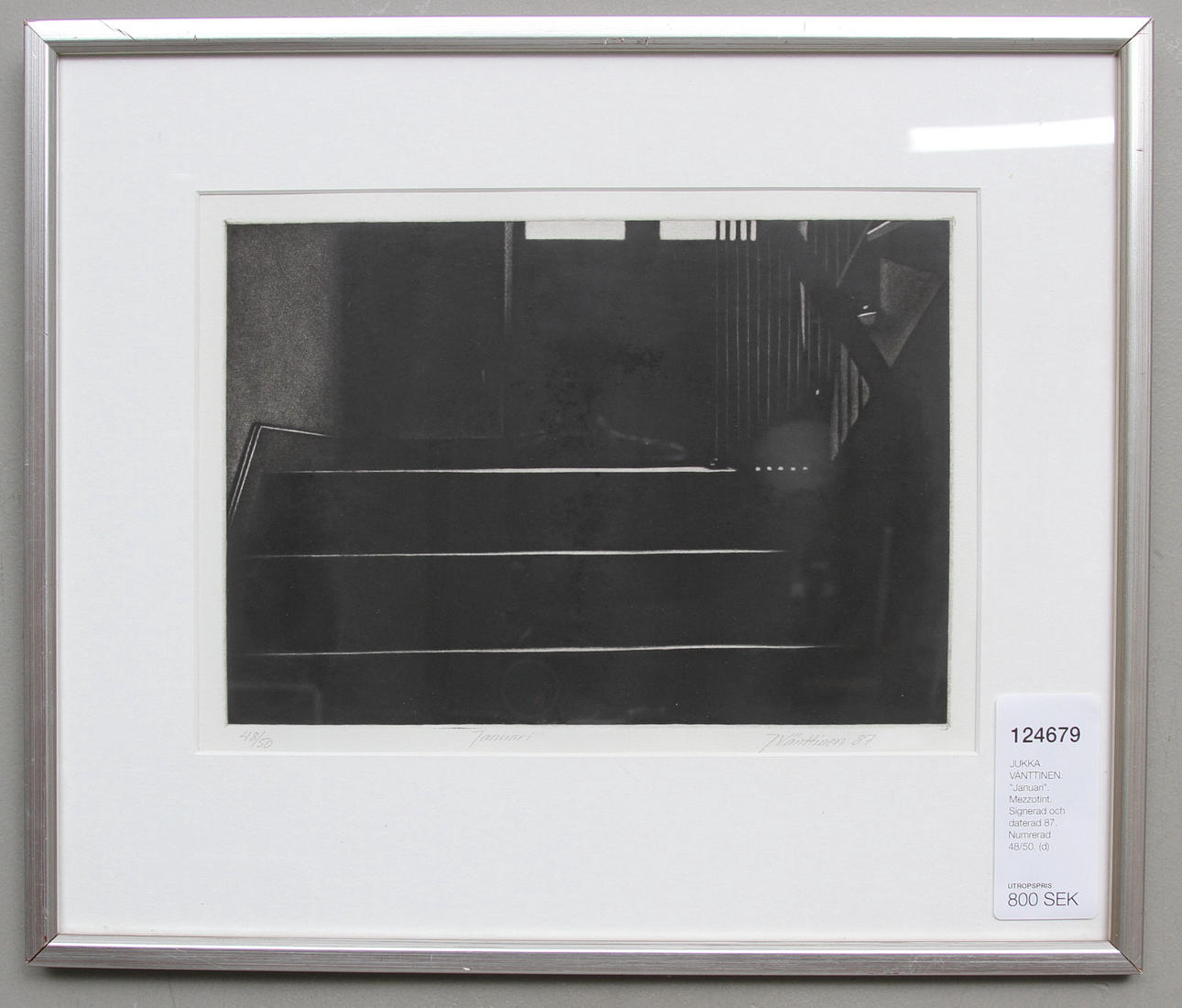 JUKKA VÄNTTINEN. "January". Mezzotint. Signed and dated 87. Numbered 48/50.