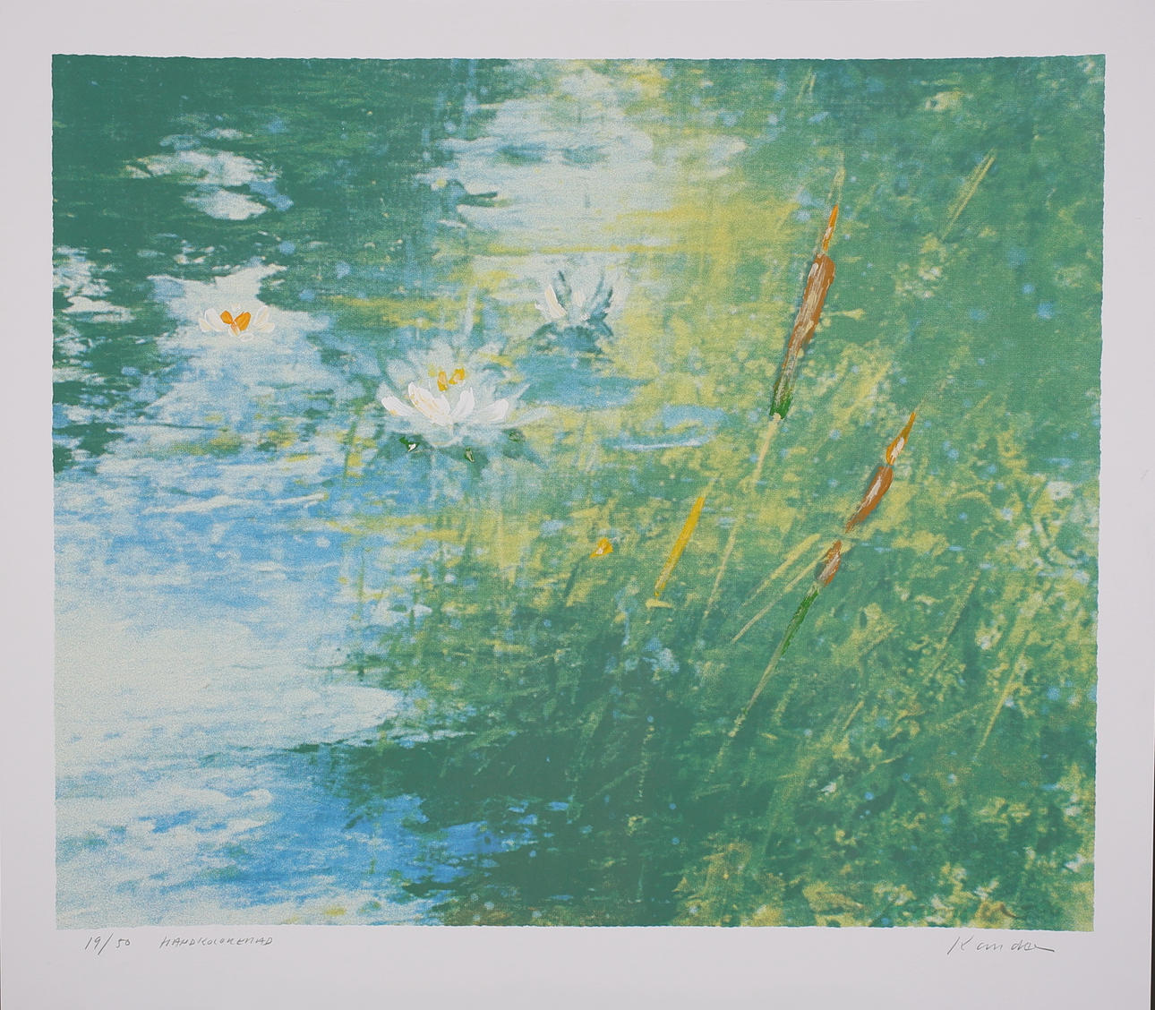 LEIF KANDER. Näckrosor. Handkolorerad. Signerad Kander. 19/50.