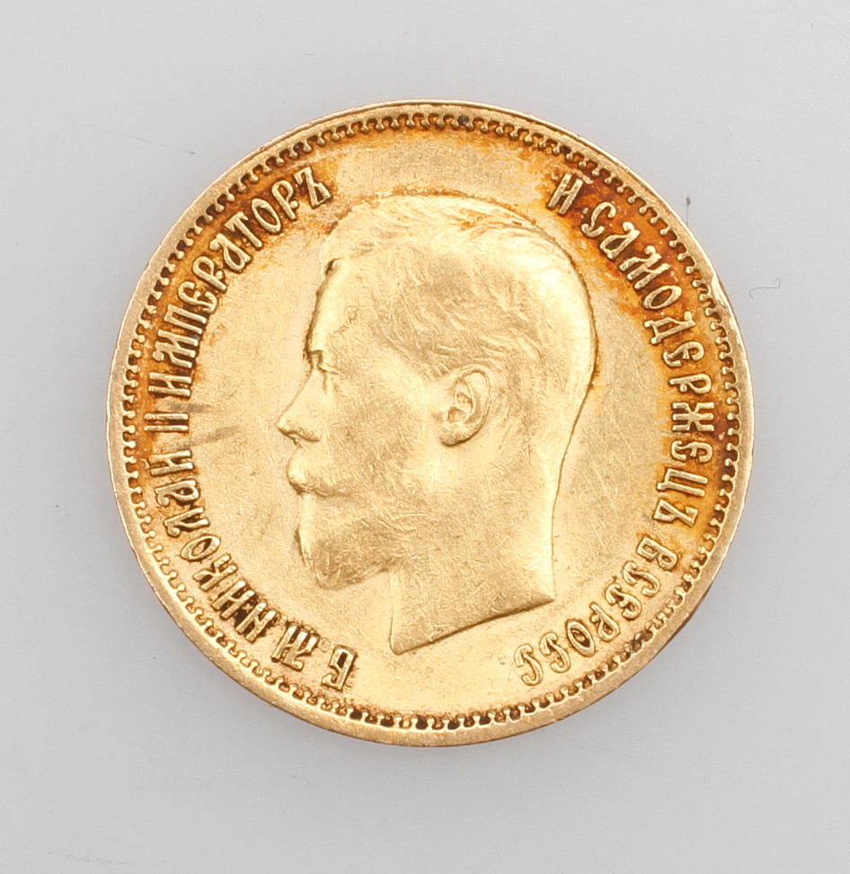 GULDMYNT, Ryssland, Nikolaus II, 1894-1917, vikt ca 8,6 gr.