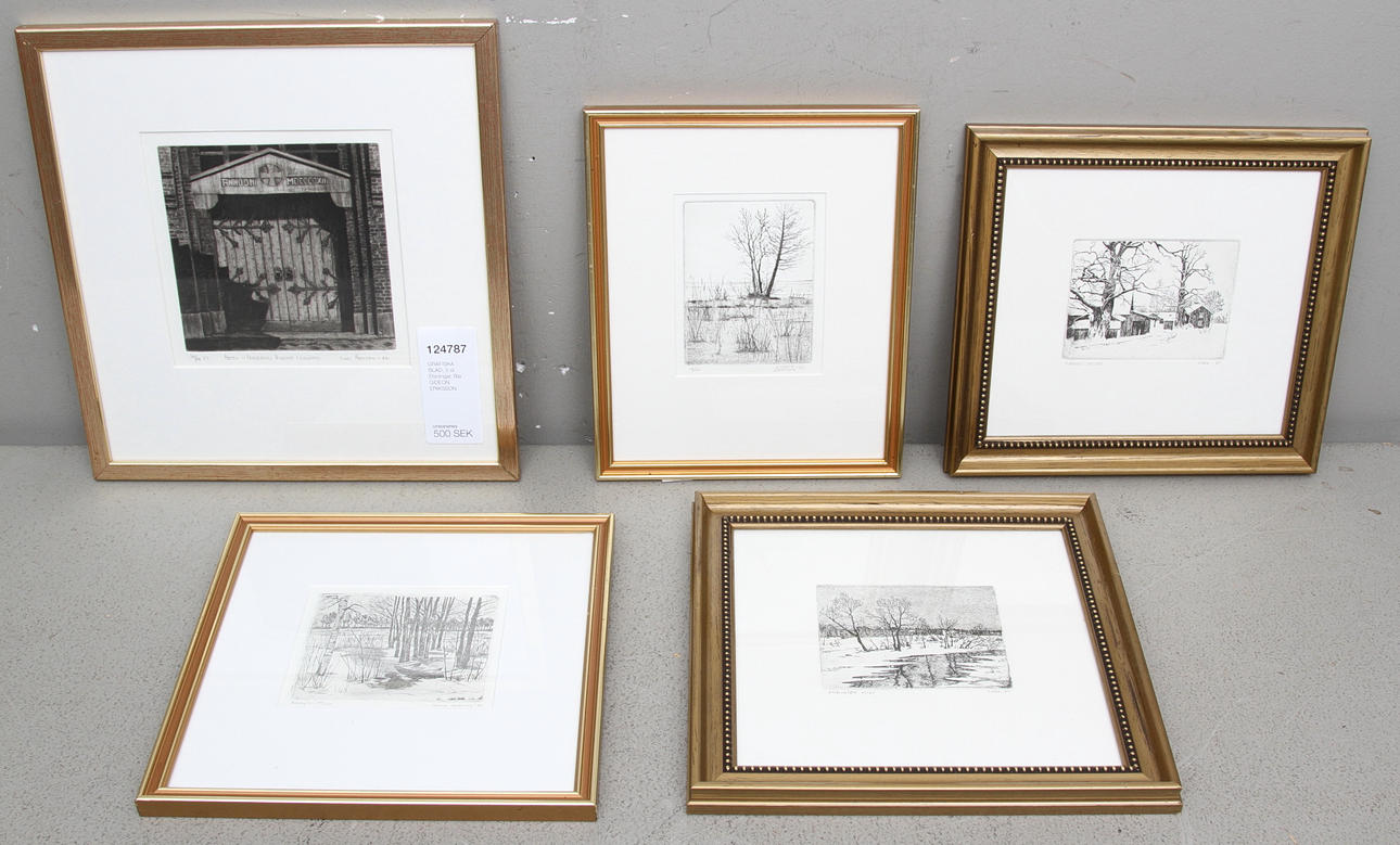 GRAFISKA BLAD, 5 st. Etsningar. Bla GIDEON ERIKSSON.