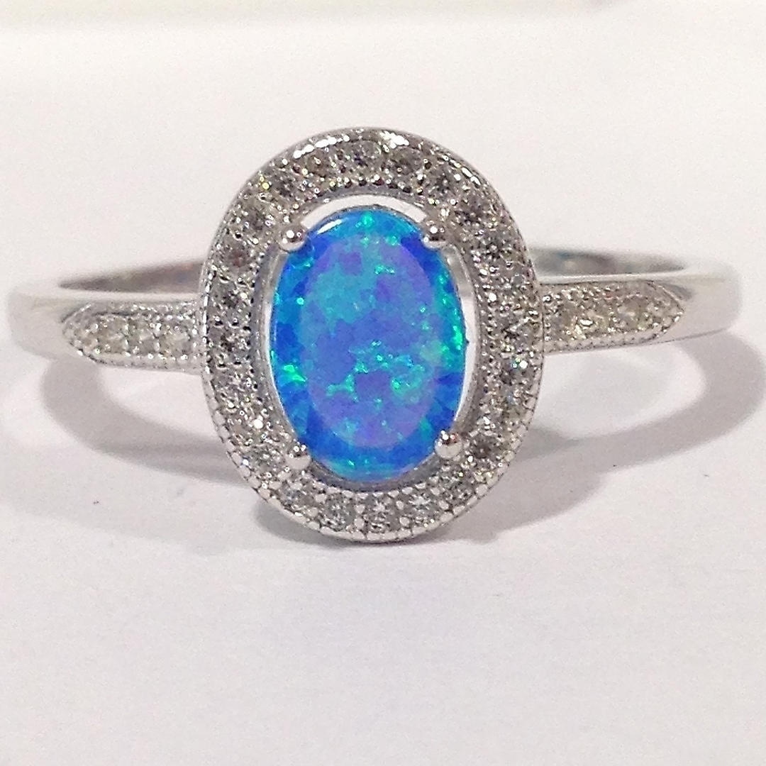 BLÅ OPALITE KLÄNNING RING.