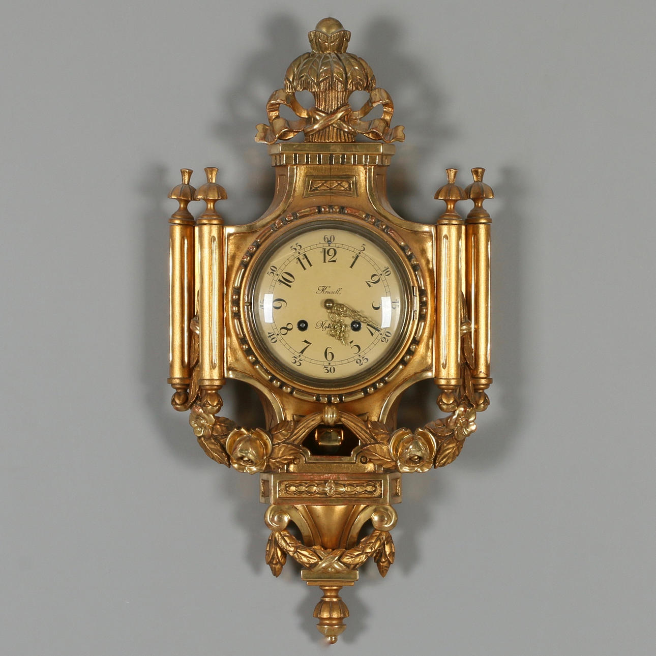 WALL PENDULUM, gilt, Gustavian style, Krusell, Nyköping.