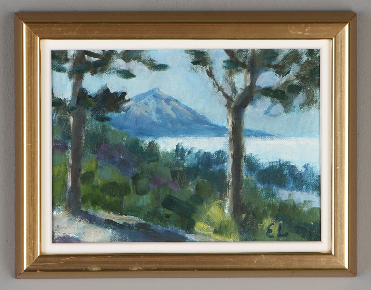 EVA LJUNGDAHL. Landskapsmotiv, 2 st, olja på pannå, monogramsignerade.