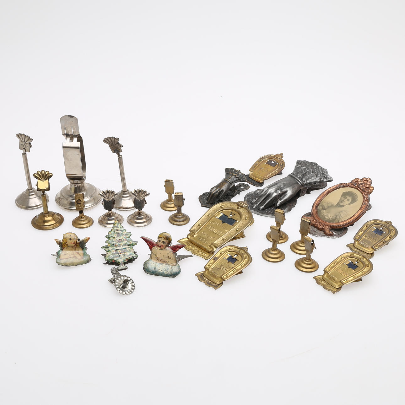 PAPIER- UND SCHILDERHALTER, 24 Stück, Blech.