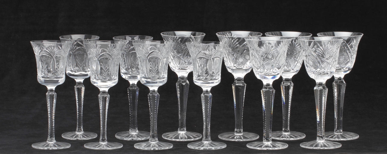 VINGLAS/STARKVINSGLAS, 6 + 6 st, 1900-tal.