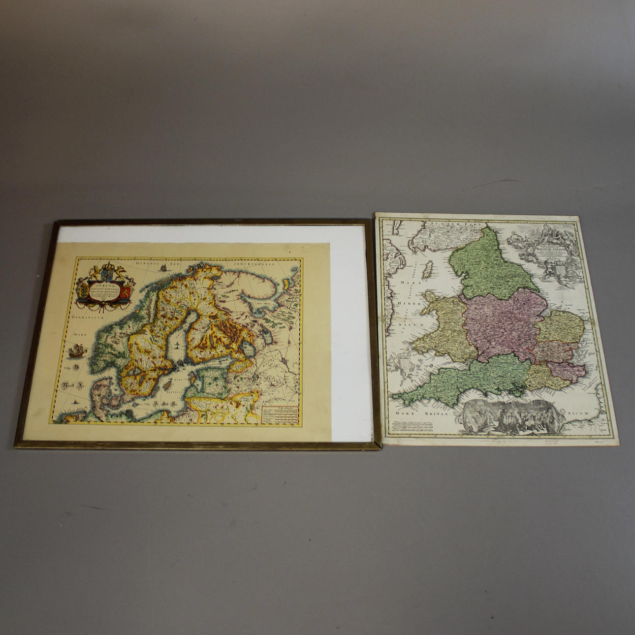 GAMLE KORT over Storbritannien og Skandinavien.