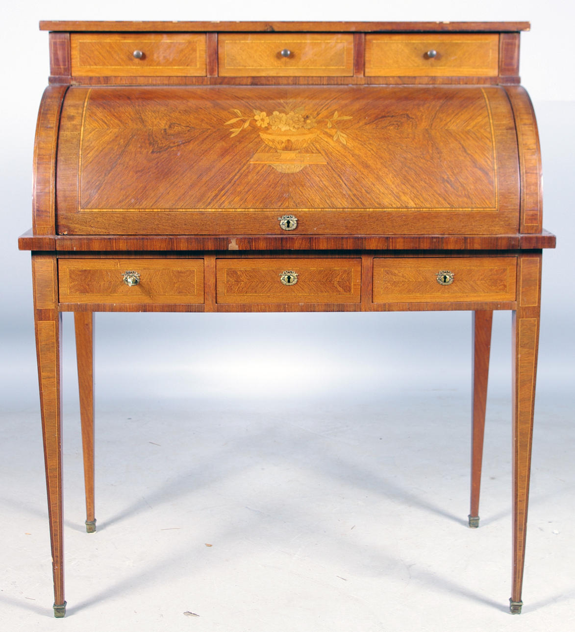 RULLKLAFFSEKRETÄR, mahogny/intarsia/skinnskiva.