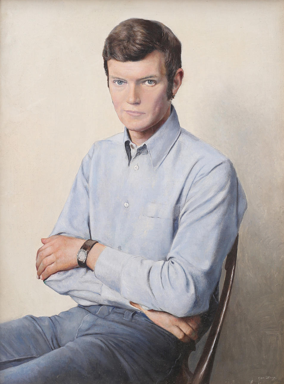 OWE ZERGE. Portrait, oil on Board, signed.