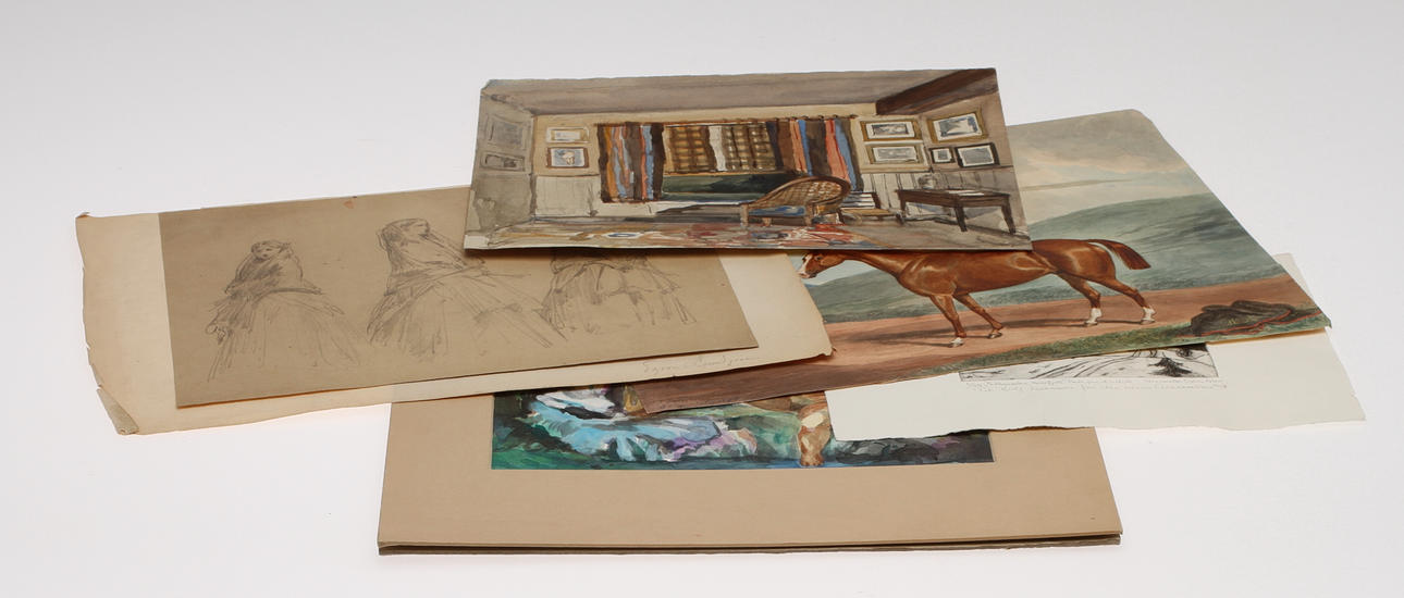 EGRON LUNDGREN MFL. Parti, akvareller, teckning, etsning, 1900-tal.