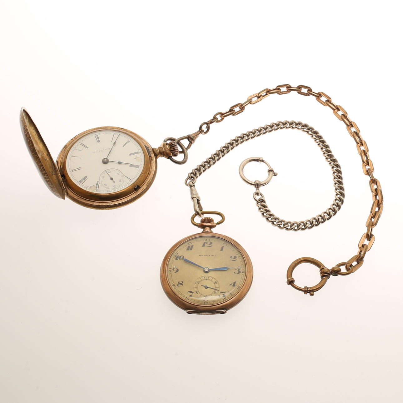 RELOJ DE BOLSILLO, 2 piezas, Bravado y Elgin.